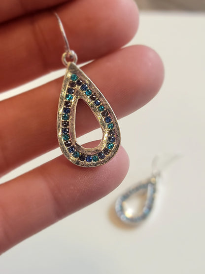 Silver and Blue Teardrop Earrings