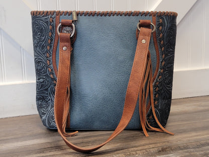 Blue Tooled Western Purse