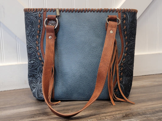 Blue Tooled Western Purse