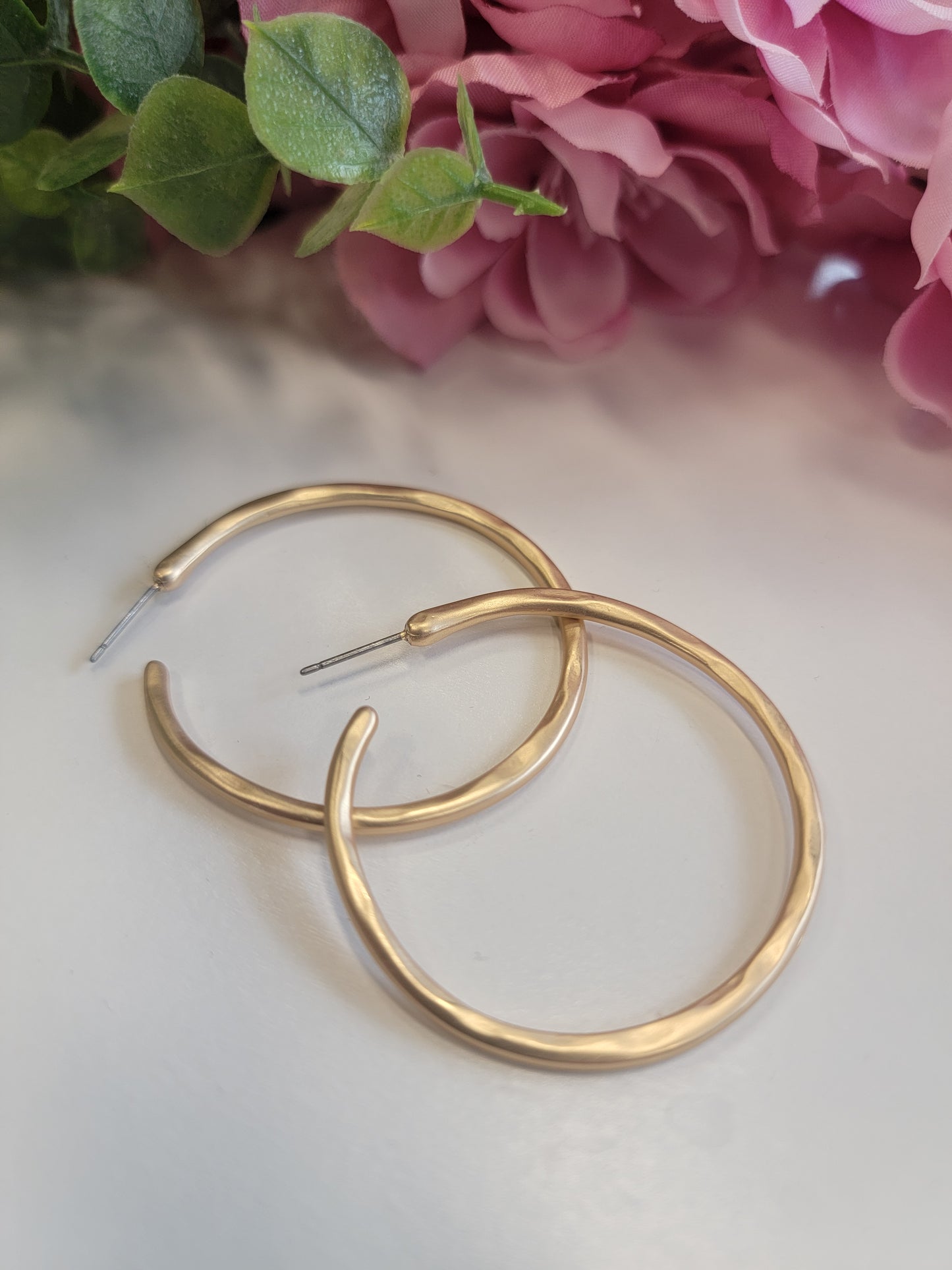 Matte Hammered Hoops