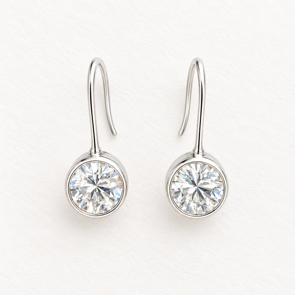Silver Round Rhinestone Earrings