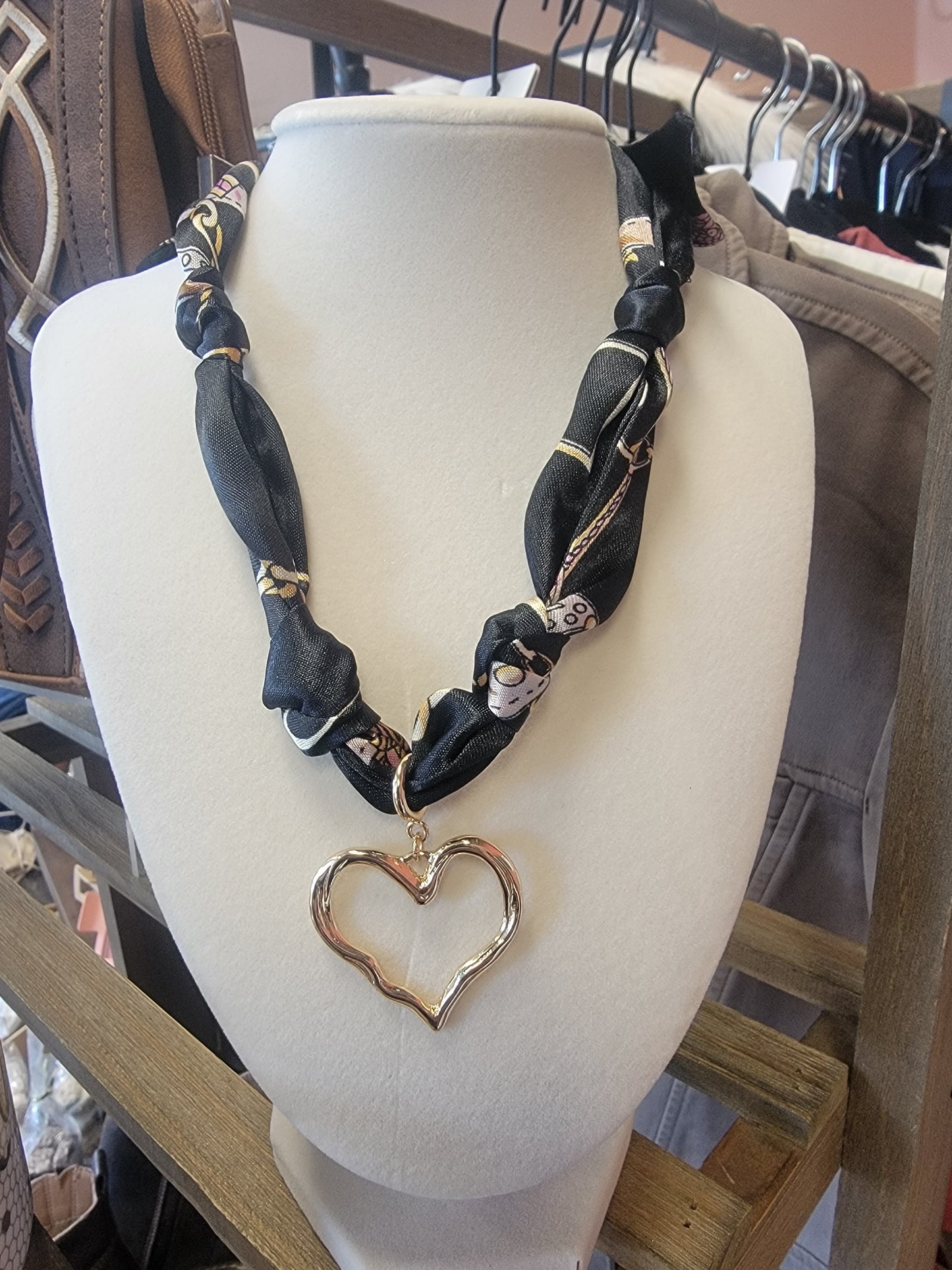 Black Knotted Scarf Necklace