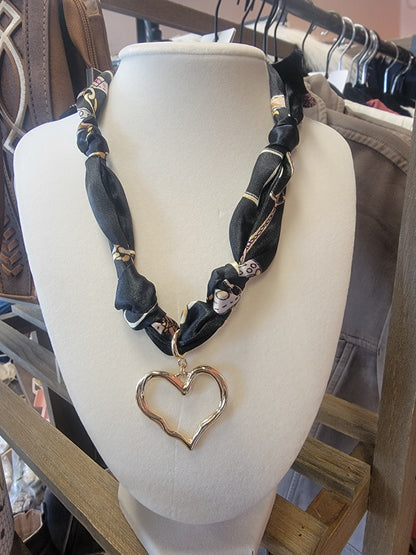 Black Knotted Scarf Necklace