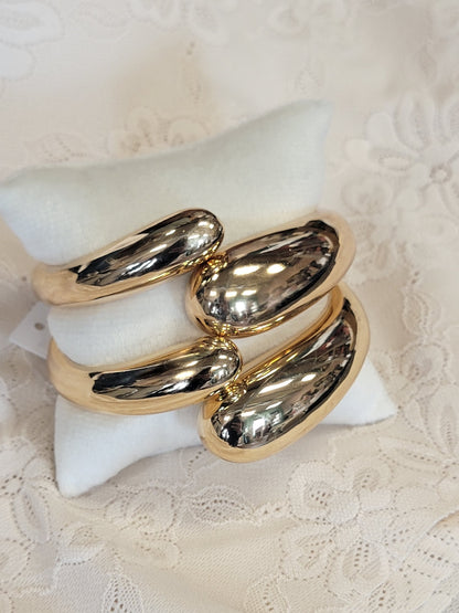 Gold Metal Hinged Cuff Bracelet