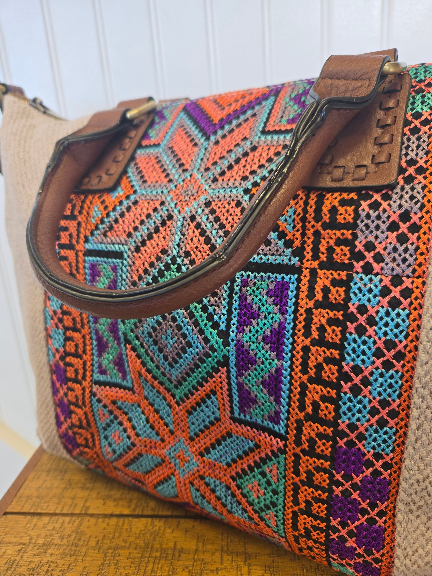 JoJo Two Tone Satchel - Sand/Blue