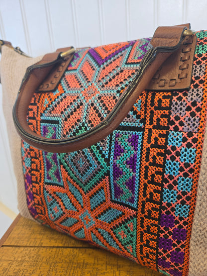 JoJo Two Tone Satchel - Sand/Blue