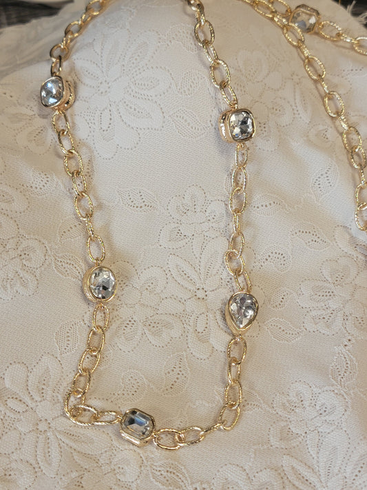Gold Open Chain with Clear Stones