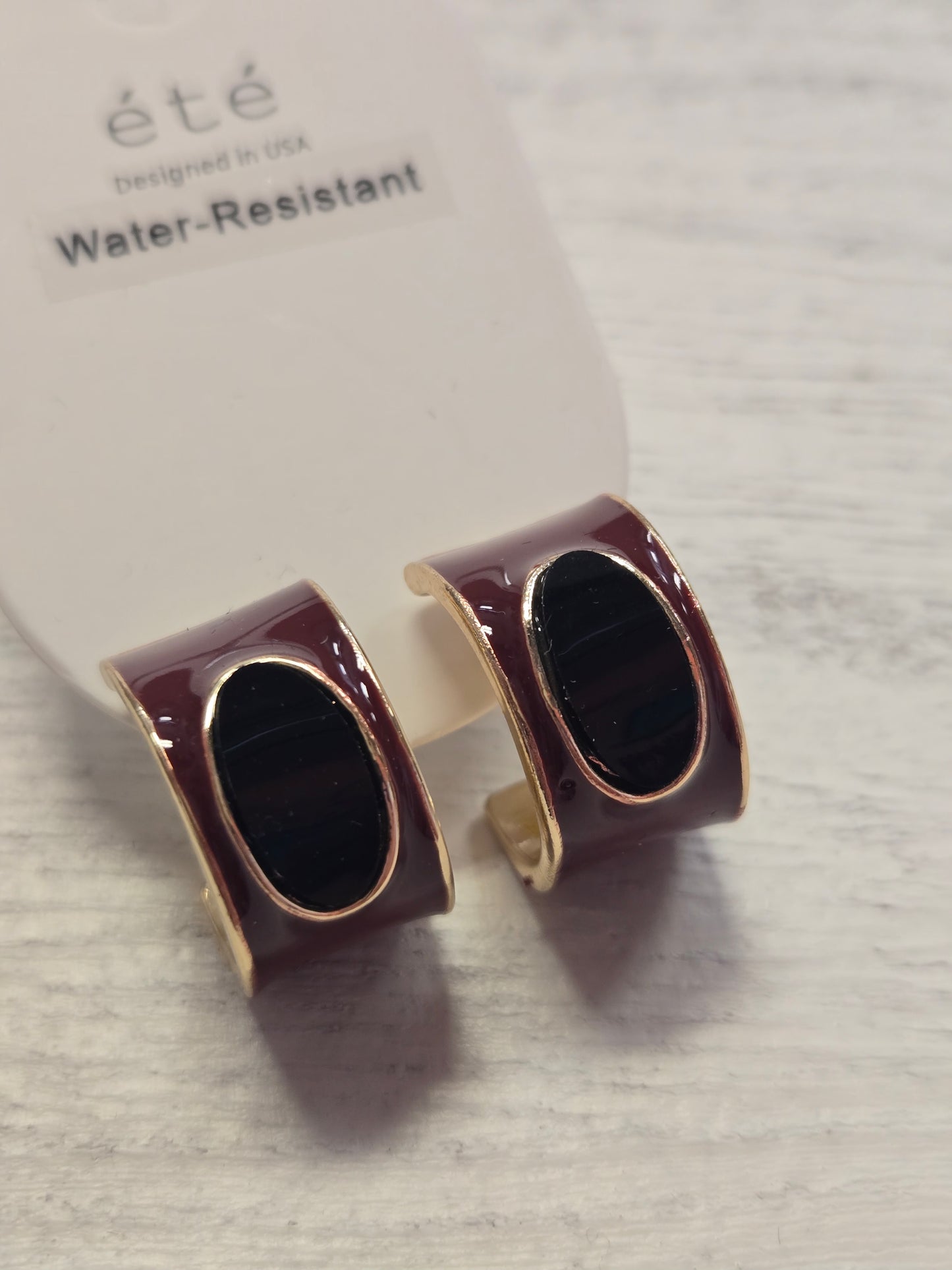 Marron and Black Hoop Earrings