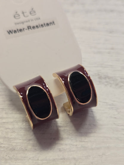 Marron and Black Hoop Earrings
