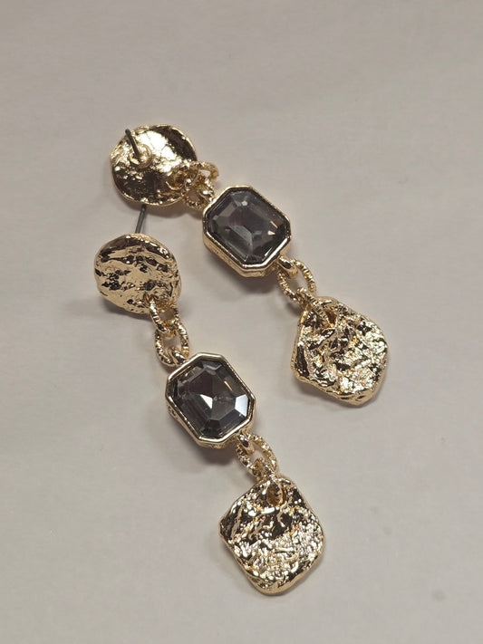 Black Diamond Crystal Drop Earrings