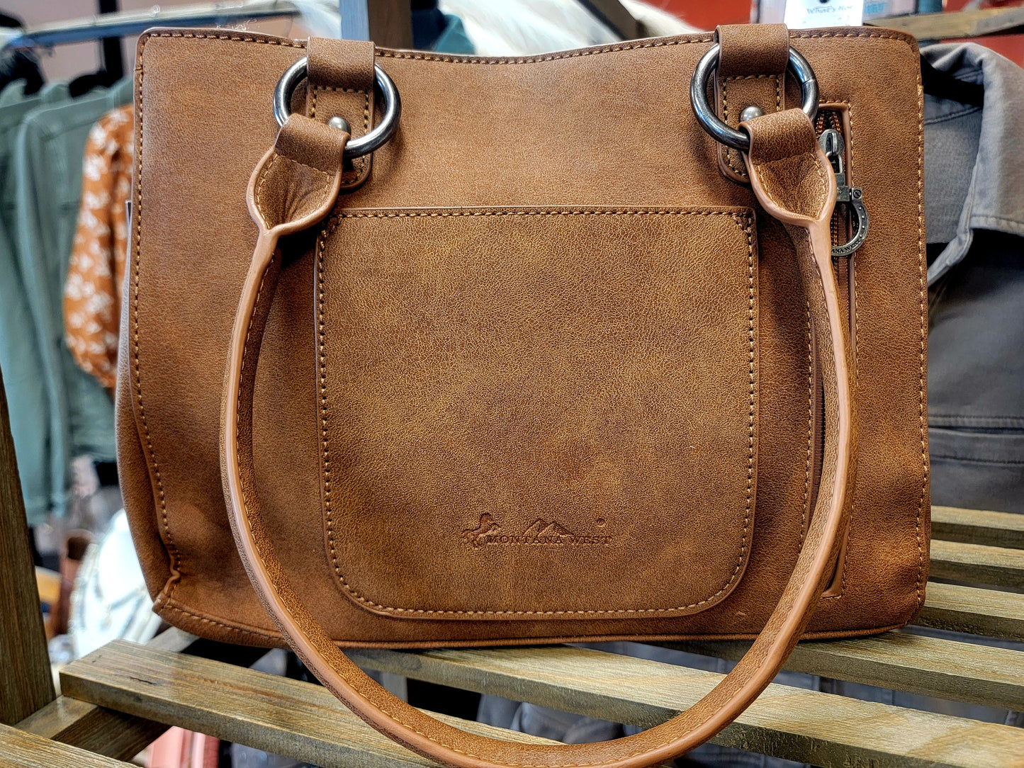 Brown Embroidered Western Purse