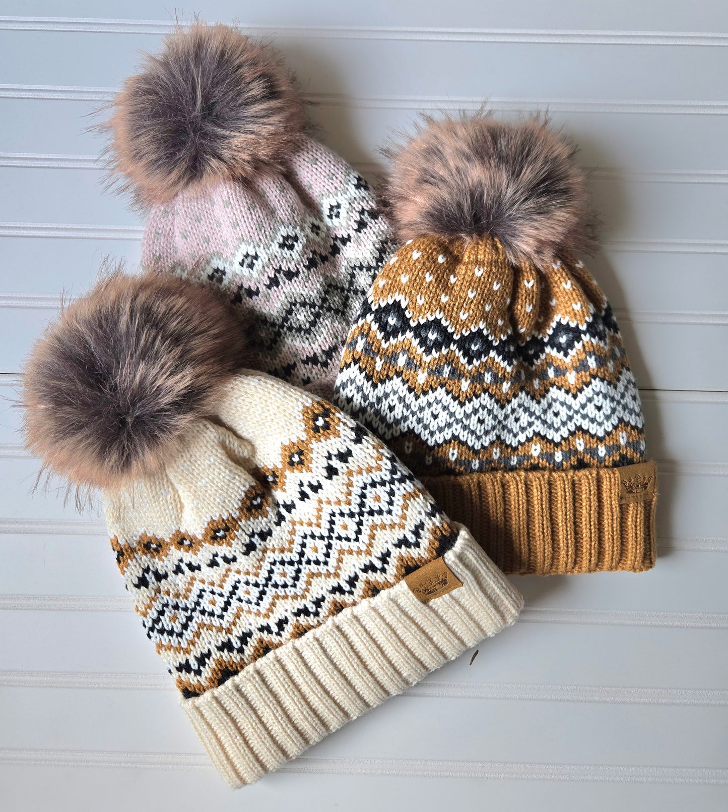 Snowflake + Heart Knit Pom Beanie