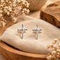 Hammered Silver Stud Cross