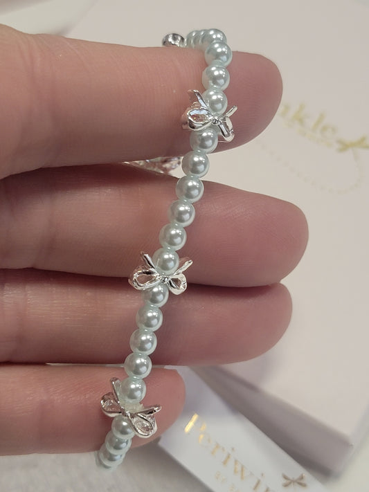 Pearl with Bow Bracelet- Girls