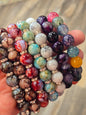 Large Polished Bead Stretch Bracelet with Crystal Accents