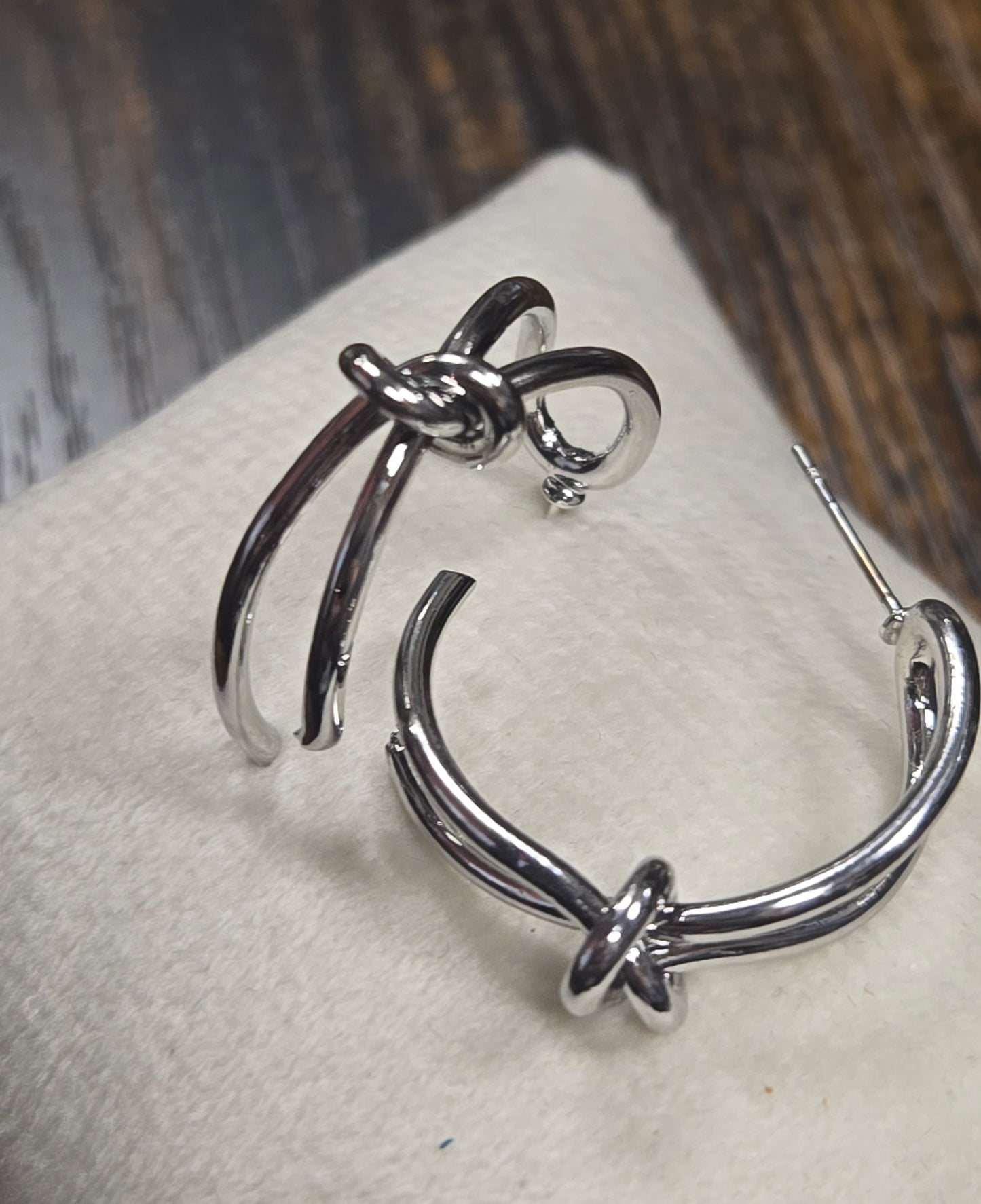 Silver Knot Hoop Earrings