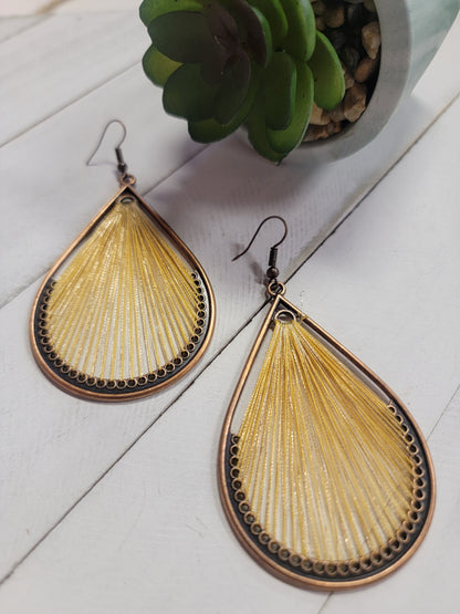 Mustard Woven Teardrop Earring