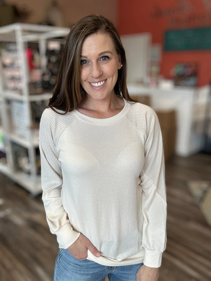 Cream Contrasting Long Sleeve