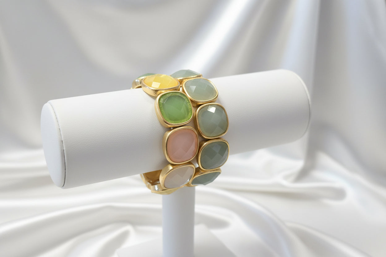 Opal Square Stone Stretch Bracelet