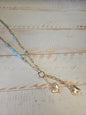 Blue & Gold Heart Tassel Necklace