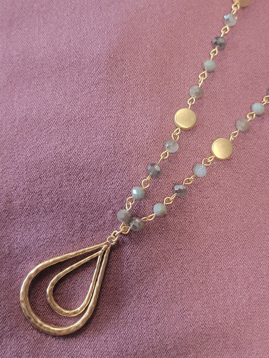 Gold Hammered Bead Necklace