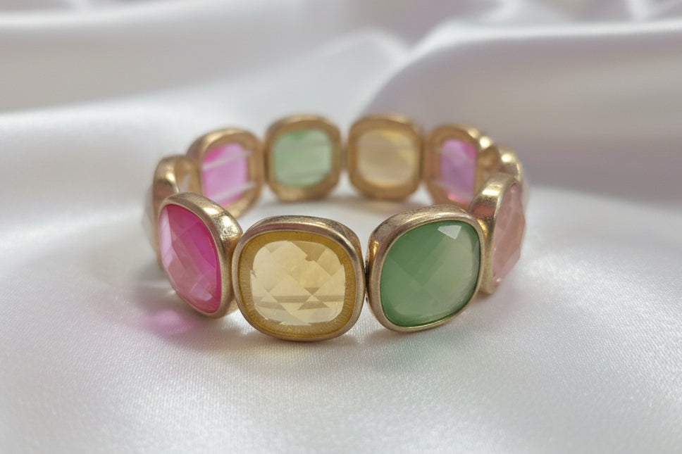 Opal Square Stone Stretch Bracelet