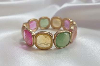 Opal Square Stone Stretch Bracelet