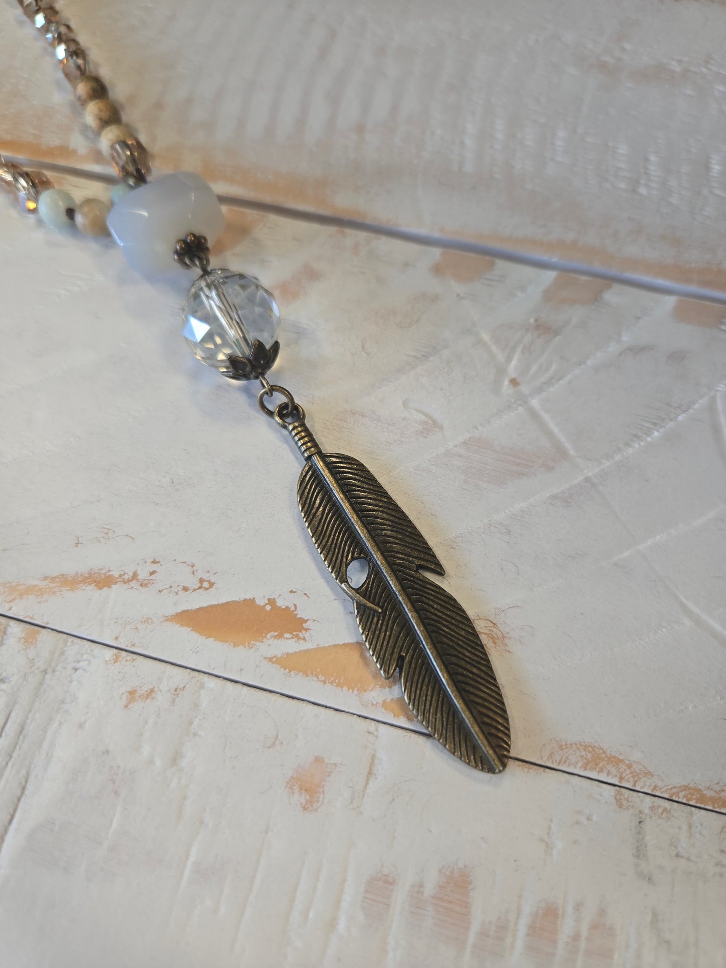 Feather Pendant Long Necklace