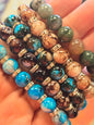 Medium Polished Bead Stretch Bracelet with Crystal Accents