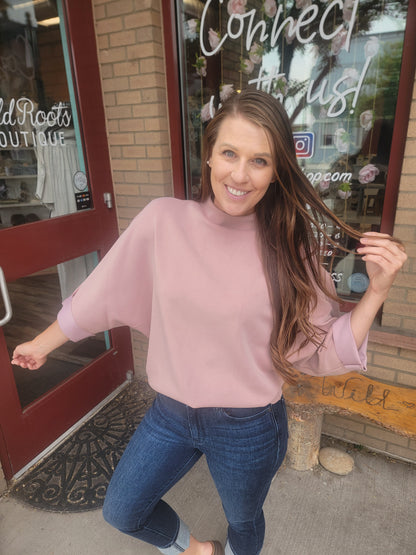 Mock Neck 3/4 Sleeve Shirt