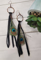 Black Deer Leather Tassel Earrings