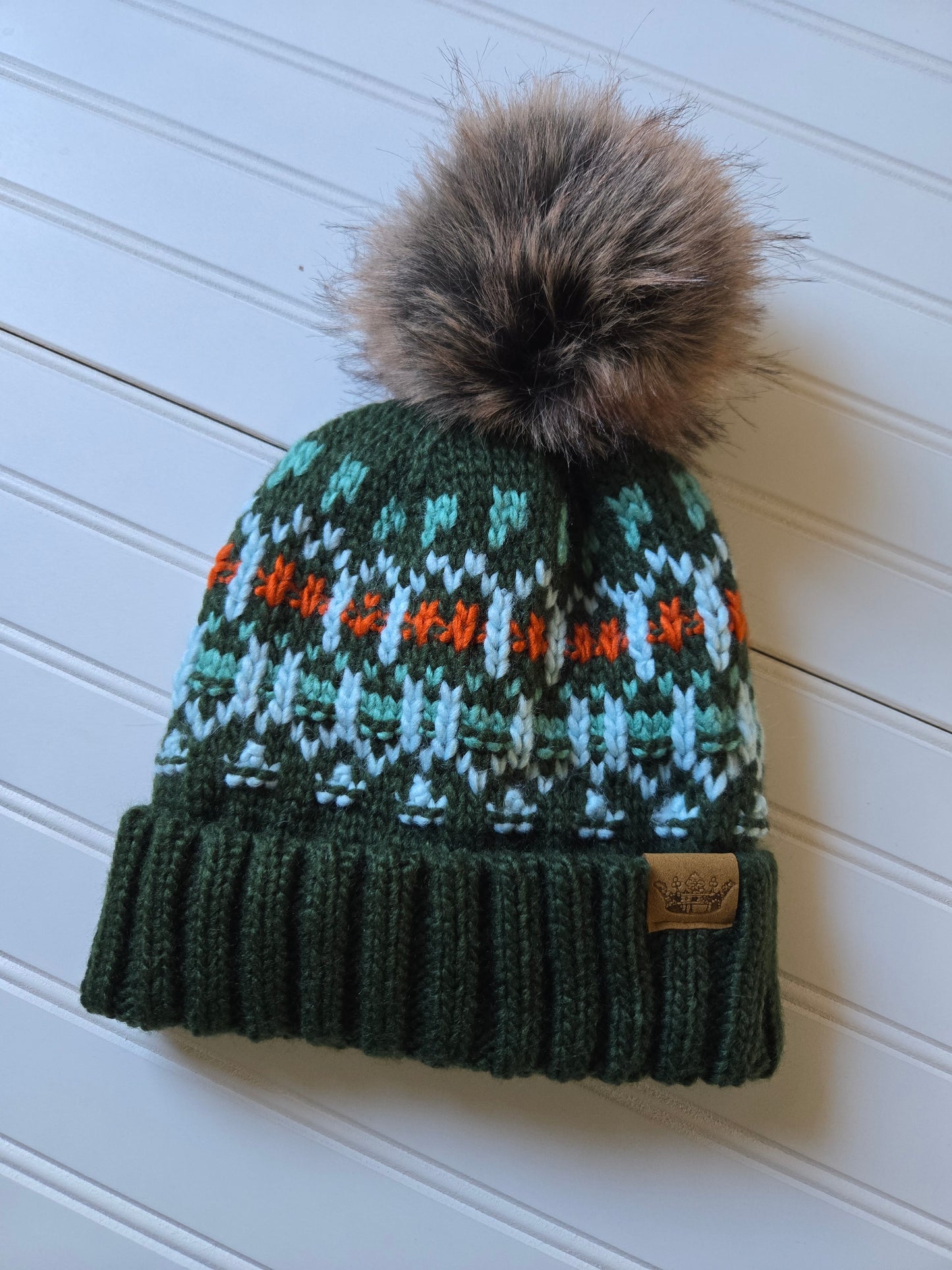 Green Pom Knit Beanie