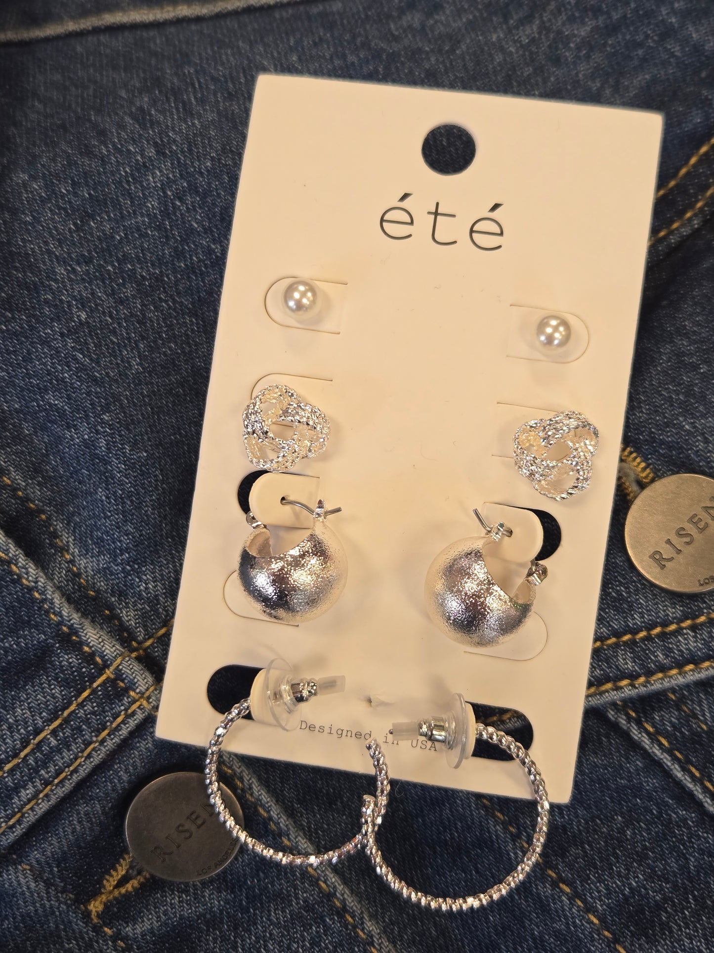 Pearl Stud & Silver Stud Set