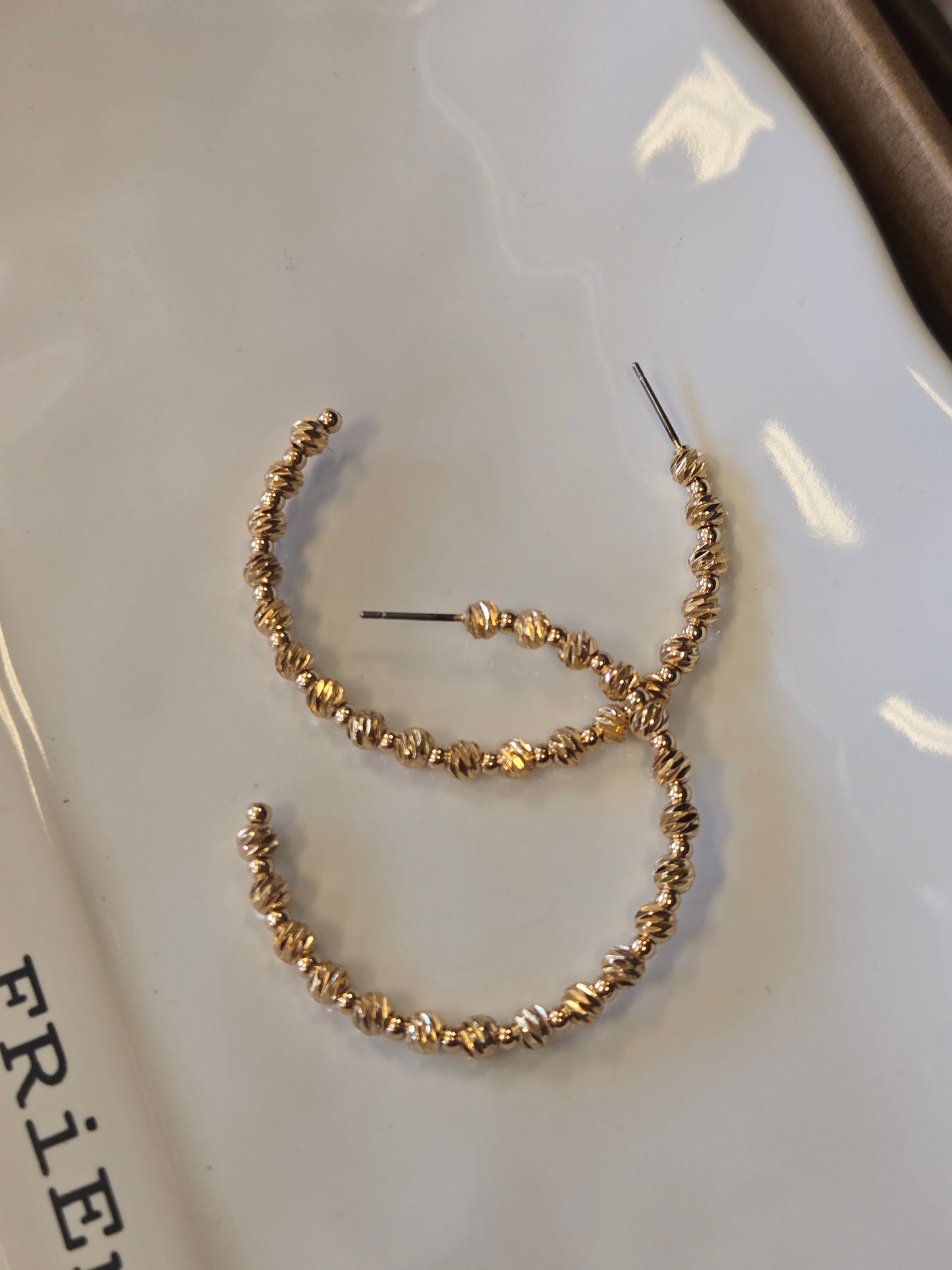 Twisted Bead Hoop Earring