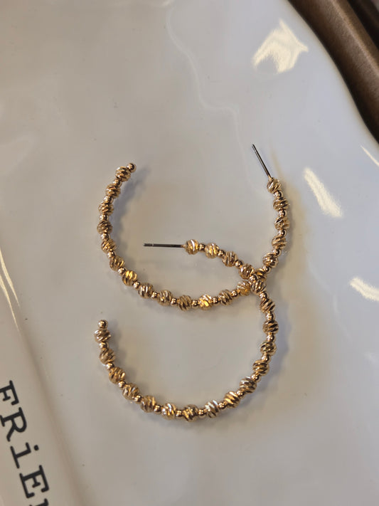 Twisted Bead Hoop Earring