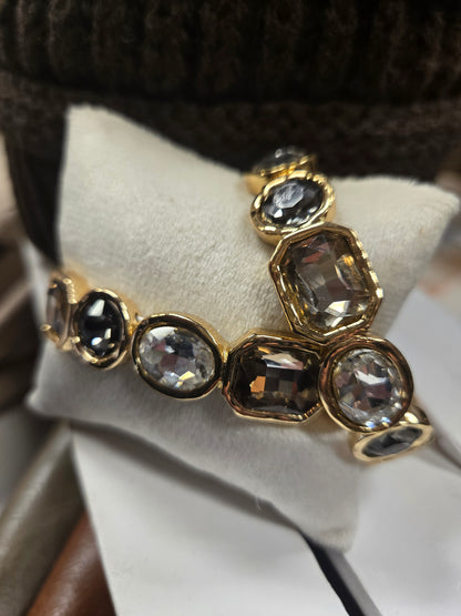 Rectangle and Circle Crystal Stretch Bracelet