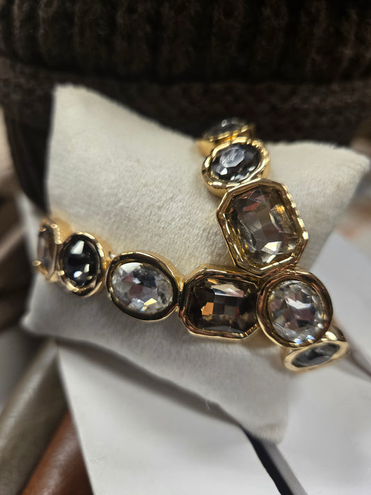 Rectangle and Circle Crystal Stretch Bracelet