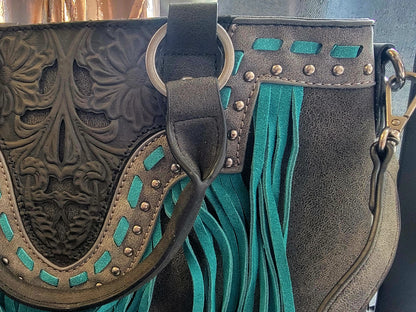 Black Western Tooled Purse
