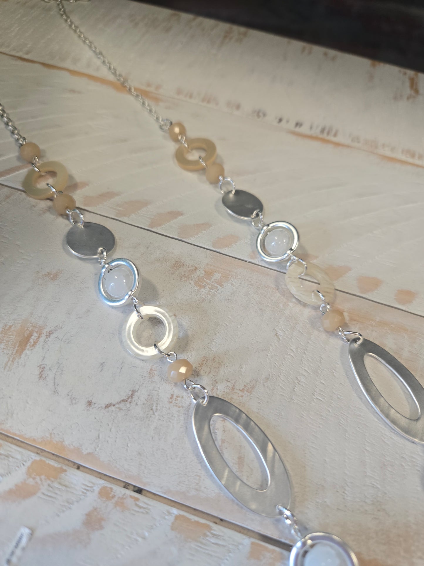 Silver and taupe Long Necklace