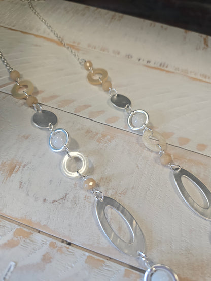 Silver and taupe Long Necklace