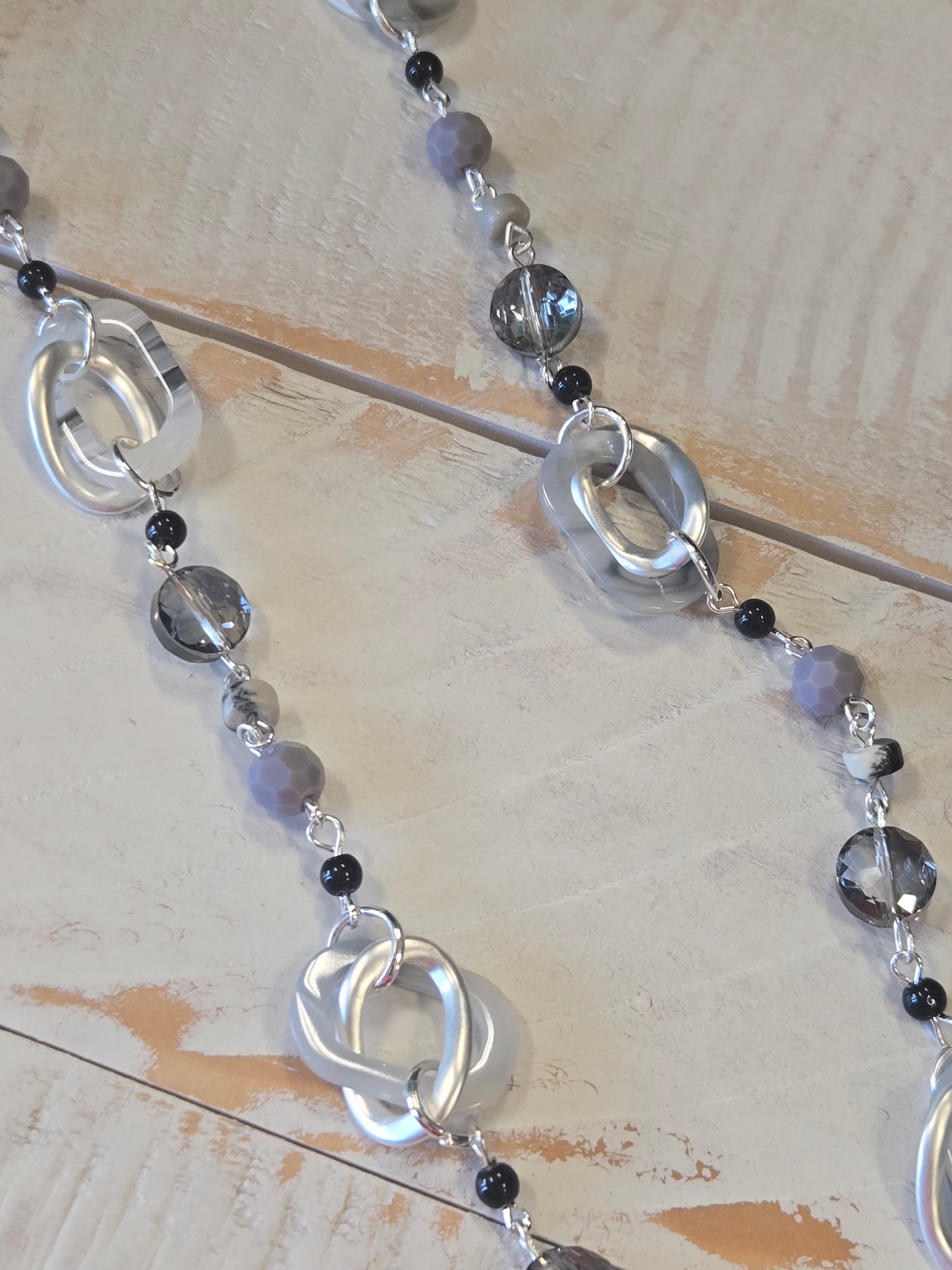 Grey Twisted Oval Necklace