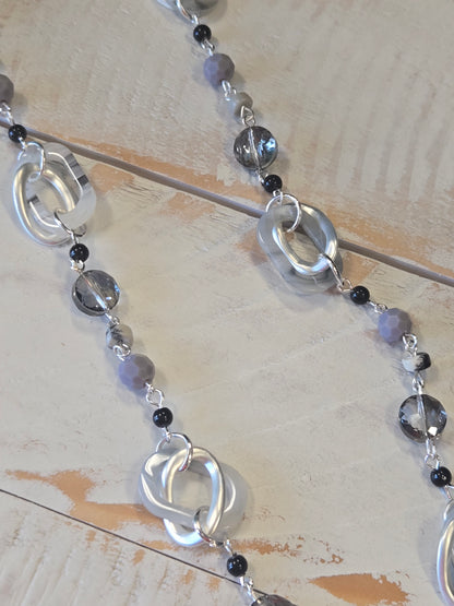 Grey Twisted Oval Necklace