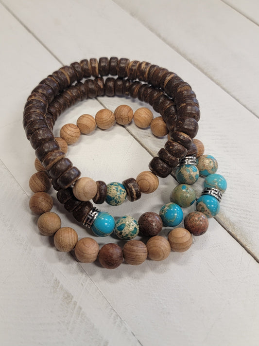 Jasper & Wood Trio Bracelets