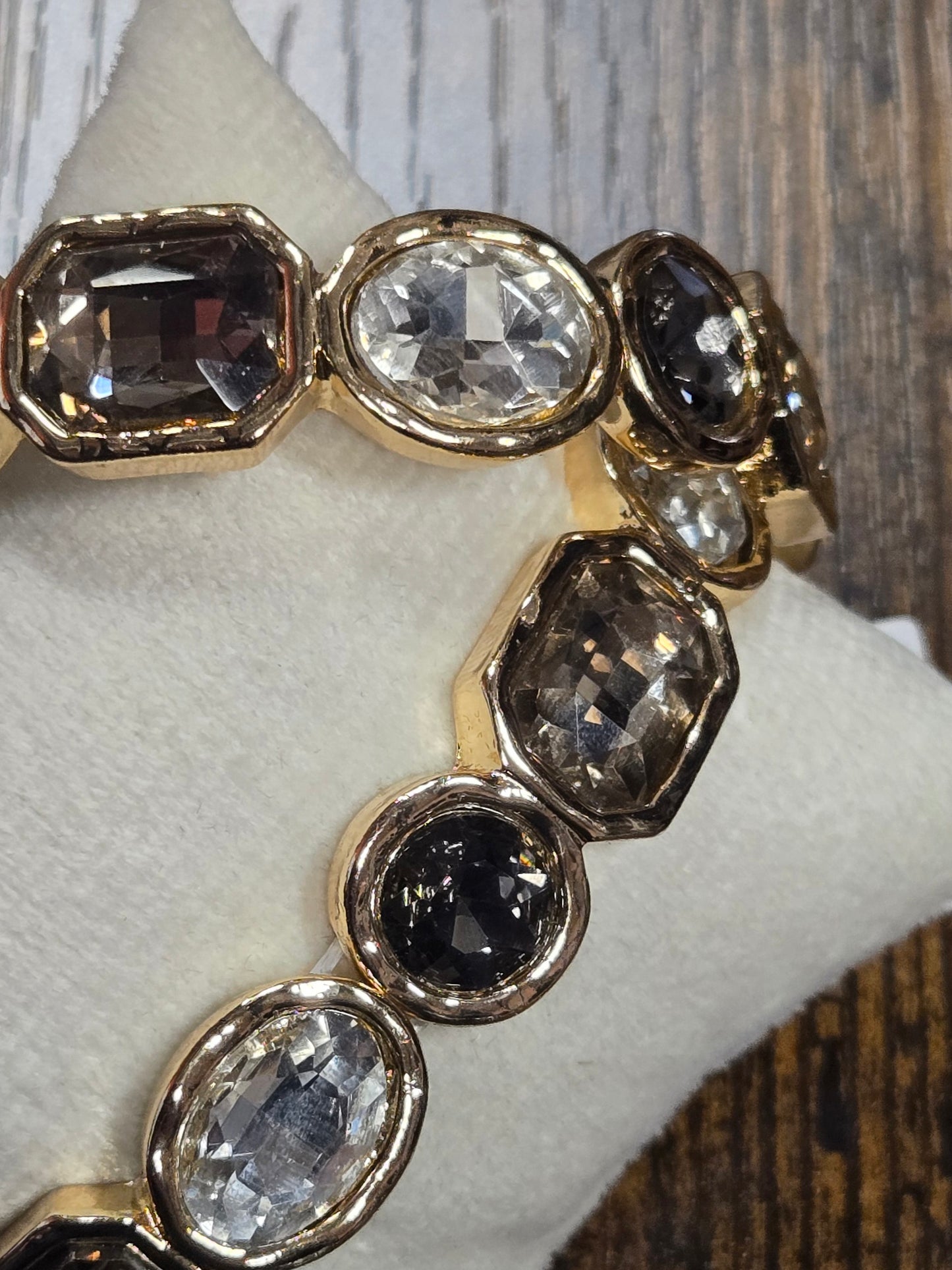 Rectangle and Circle Crystal Stretch Bracelet