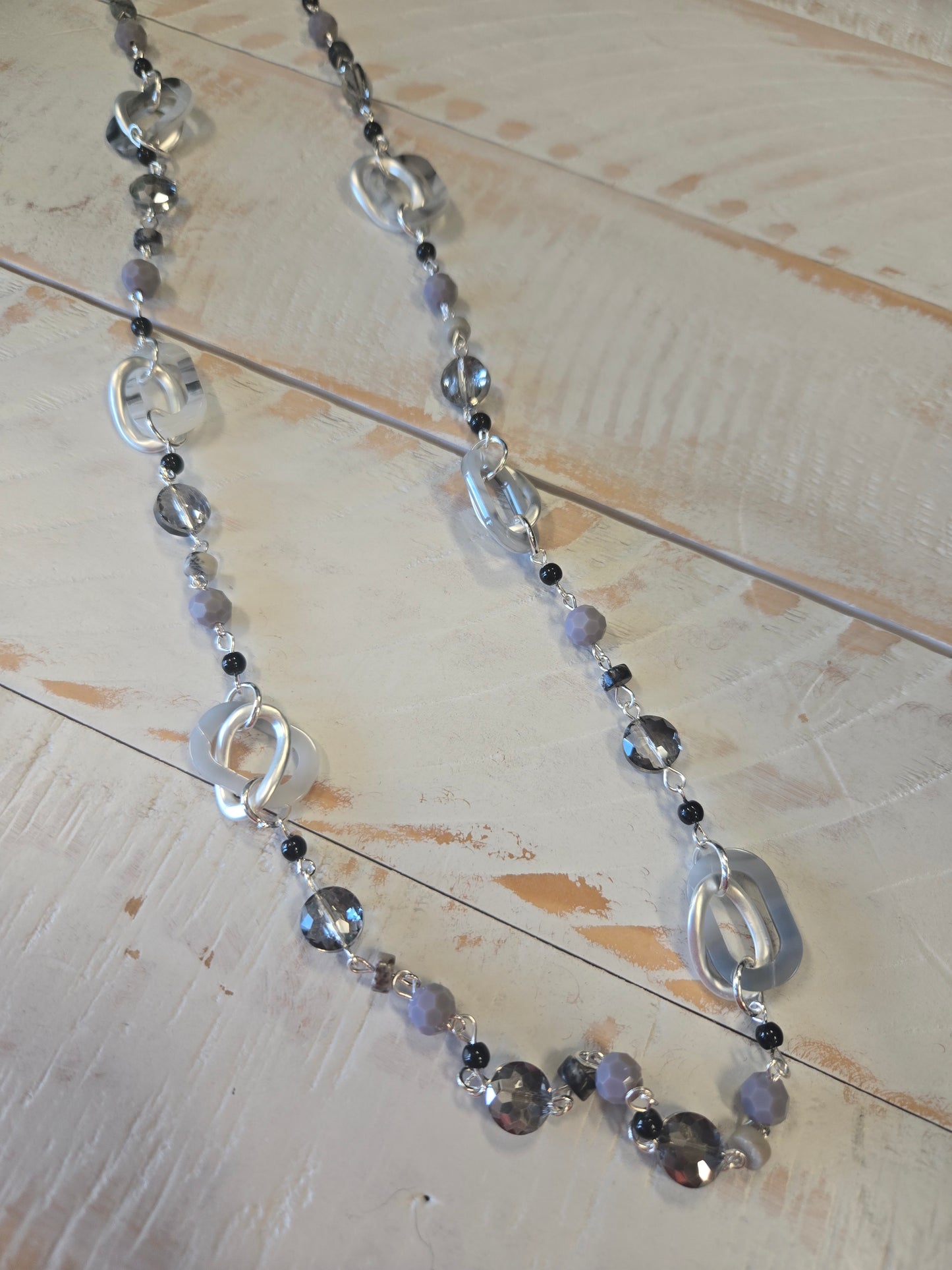 Grey Twisted Oval Necklace