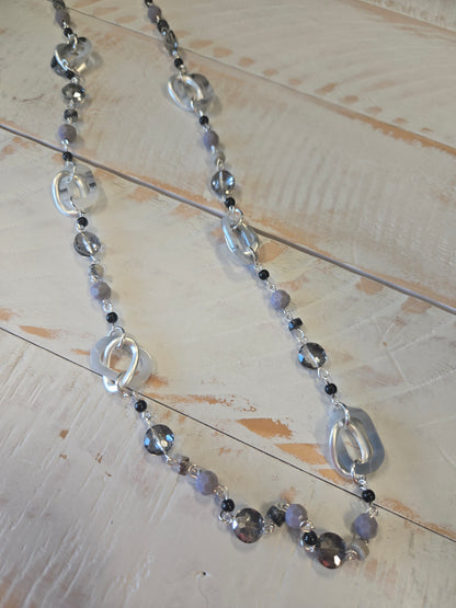 Grey Twisted Oval Necklace