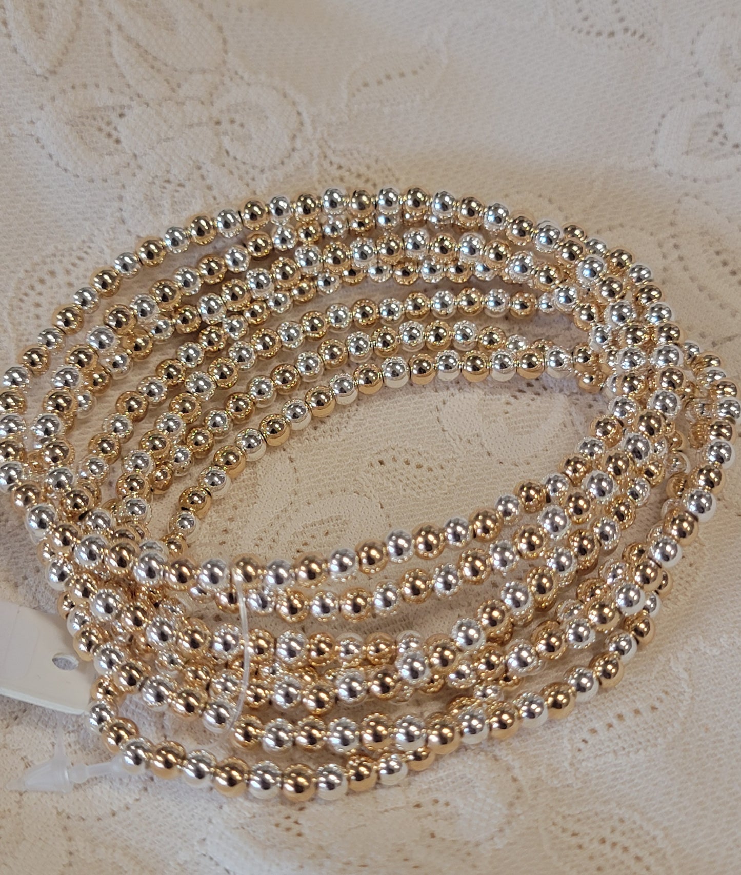 Gold and Silver Stretch Bracelet-Set of 7