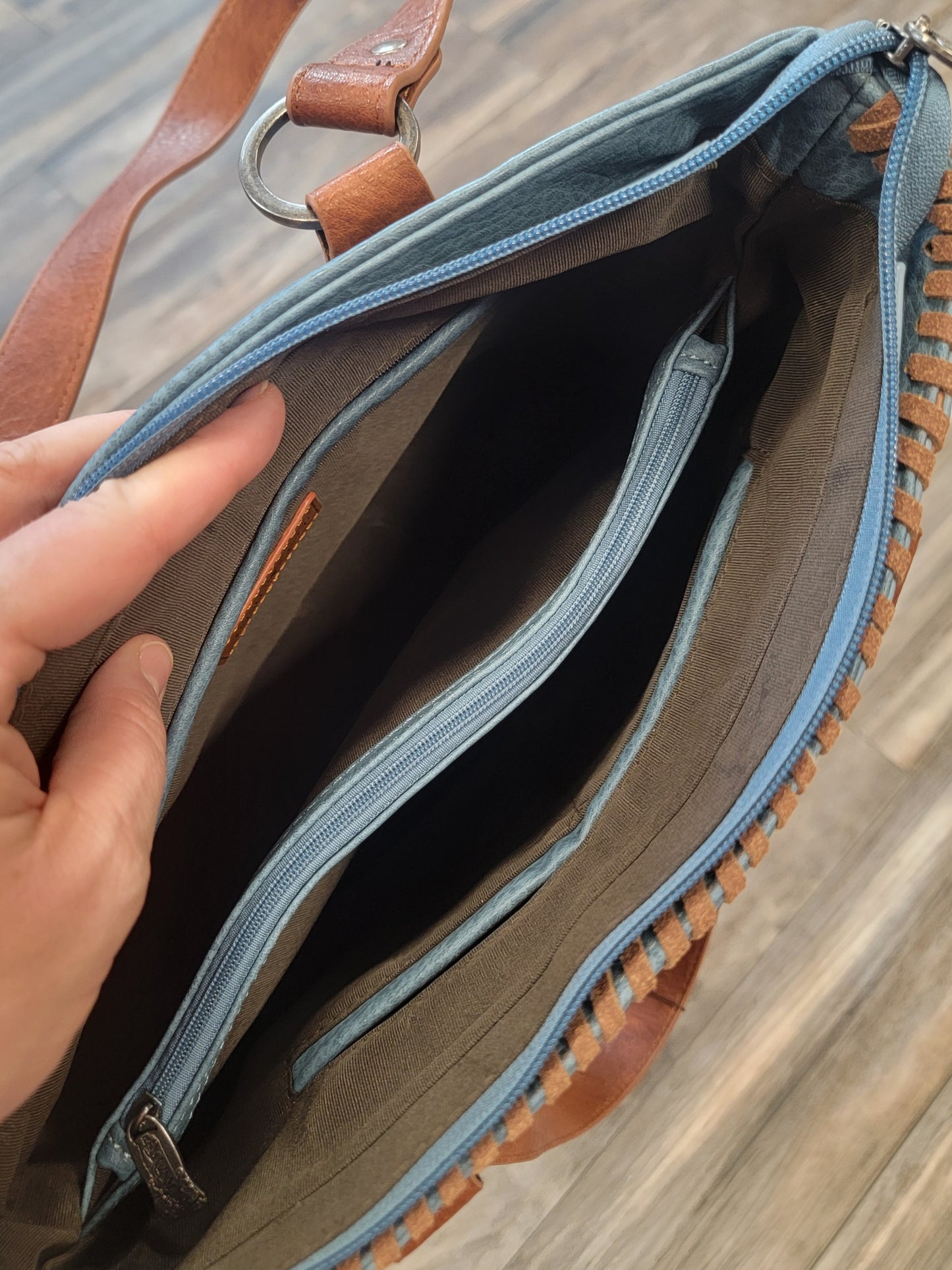 Blue Tooled Western Purse