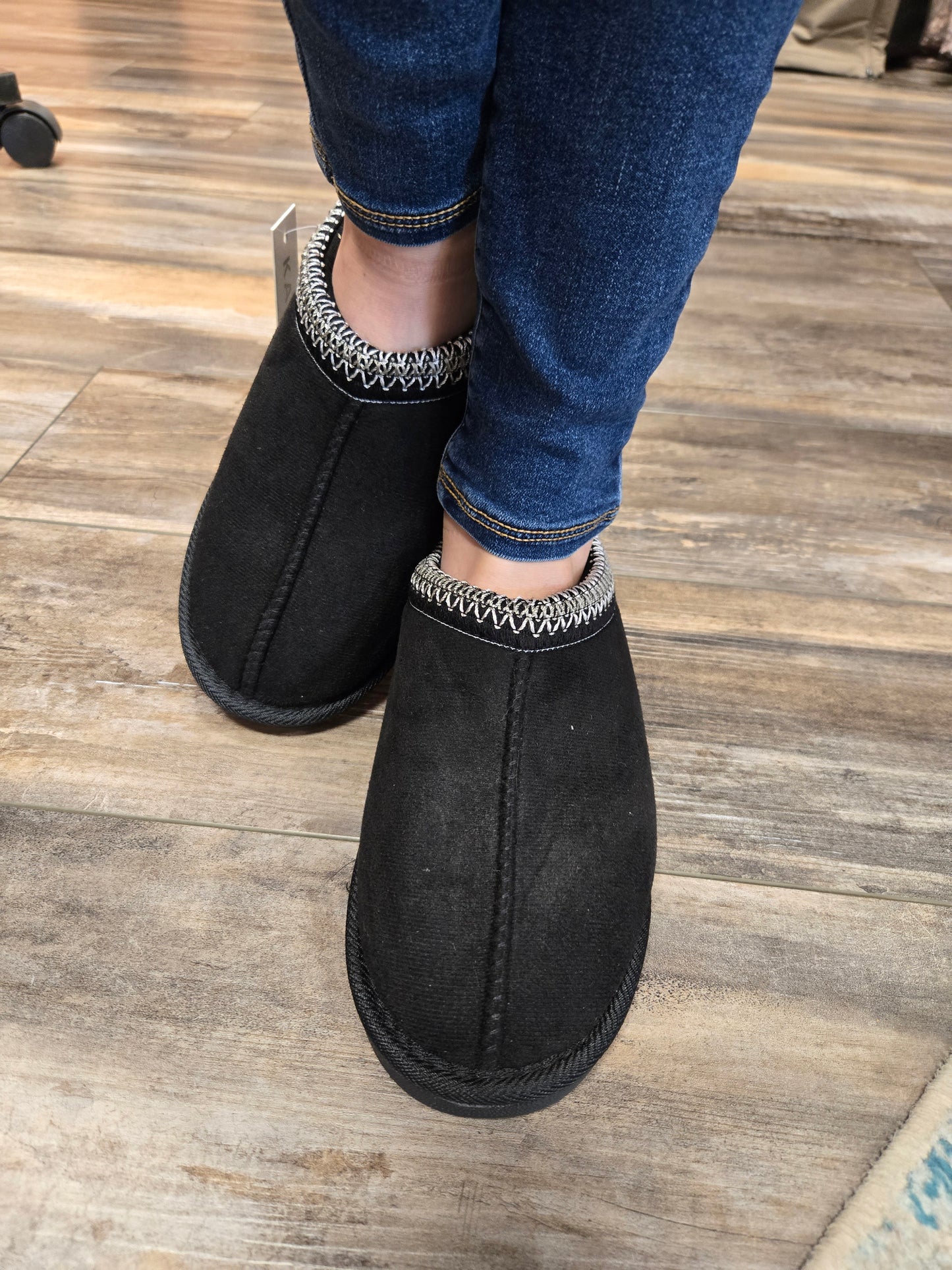 Black Embroidered Slip On Shoe