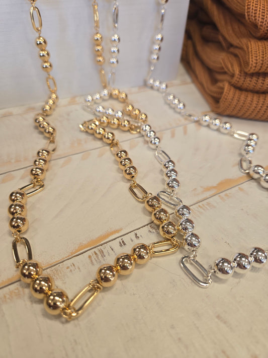 34" Beaded & Open Oval Necklace